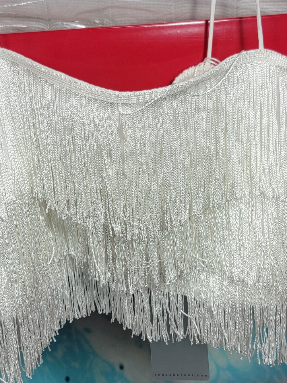 Endless Rose White Fringe Tiered Mini Skirt Set Size XS - Picture 5 of 6